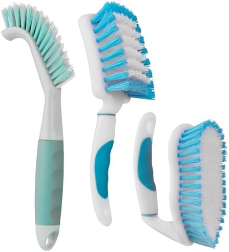 3 Pack Scrub Brush Set for Bathroom Cleaning