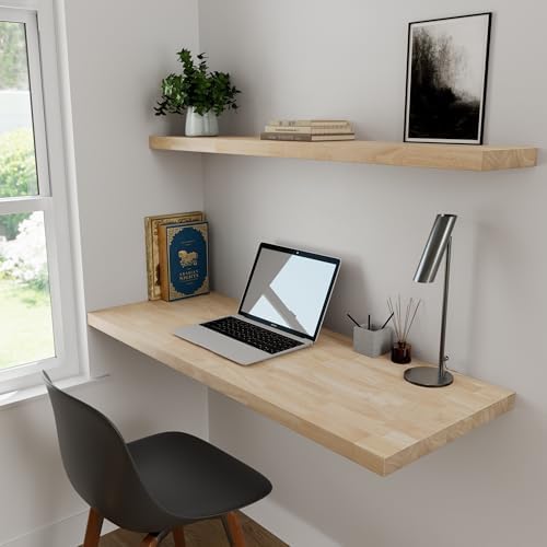 Howizz Wood Butcher Block Shelf 12" x 6ft x 1.5" Inches, Hevea