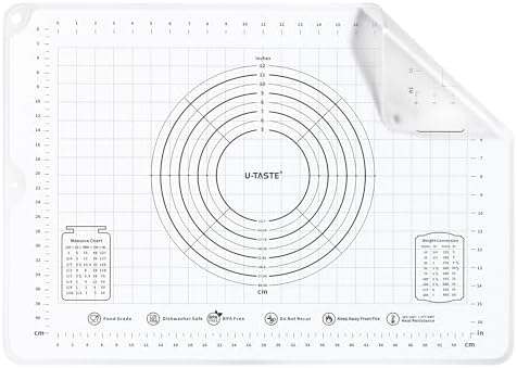 U-Taste Silicone Pastry Mat, 28 x 20 Inch, Transparent