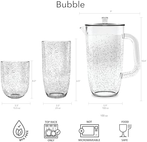 Abode Homewares Bubble Acrylic 100 oz Pitcher with Lid and Handle