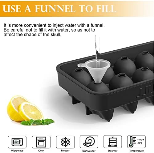 Ice Cube Trays,Silicone Ice Cube Mold Maker with Lid,Skull Head Style