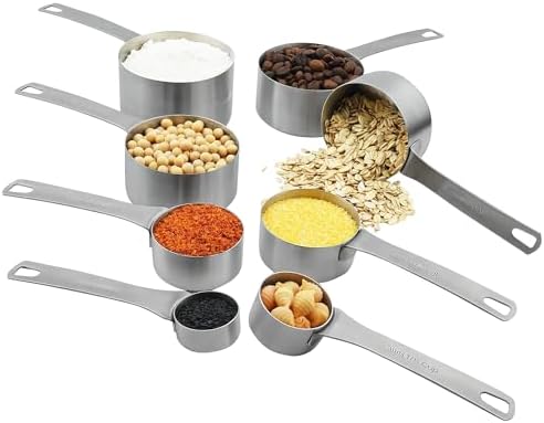 Measuring Cups and Spoons Set, 18/8 Stainless Steel Measuring Cups and