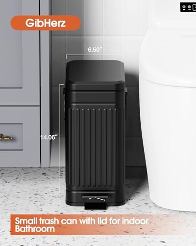 Small Trash Can with Lid, 2.6 Gal, Black