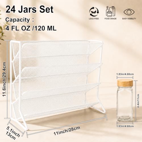 Spice Rack Organizer with Spice Jars & Labels for Countertop & Cabinet