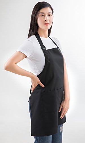 Black Professional Resist Water Adjustable Extra Long Bib Apron 3