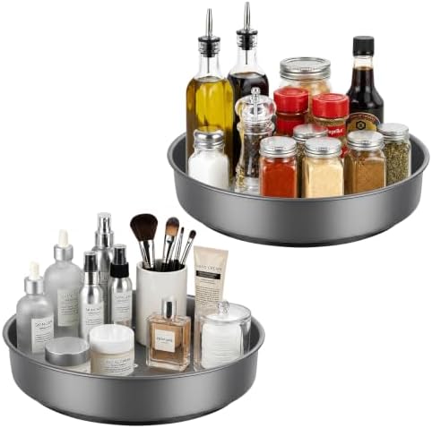 2PCS 9.8" Black Metal Lazy Susan Turntable Organizer