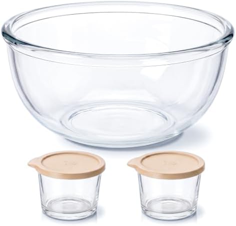 6QT Glass Mixing Bowl Set with 2 Storage Jars