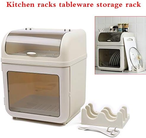 Covered Plastic Dish Drying Rack, Plastic Dustproof Drain Storage Box