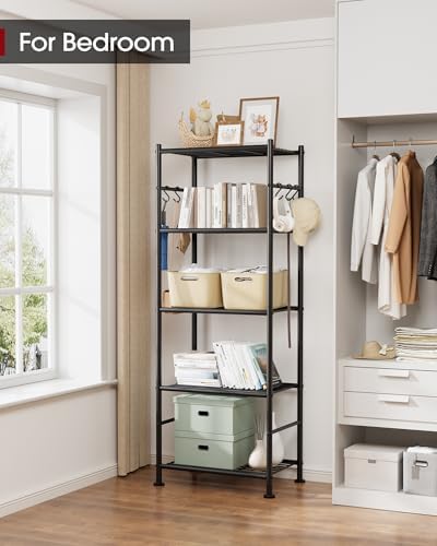 Sakugi 5-Tier Metal Storage Rack, 18.1"×12.4"×56.8", Black