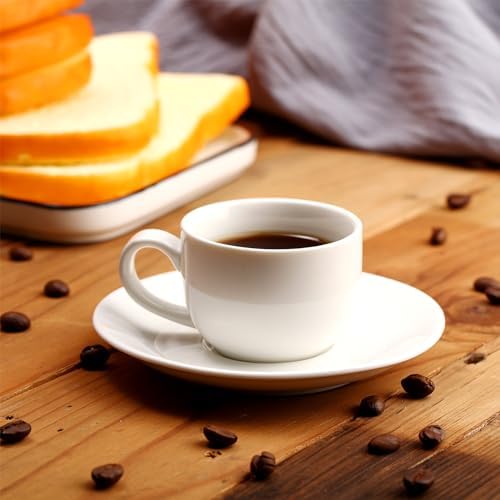 Maxdot 12 Set 2.7 OZ Porcelain Espresso Cups and Saucers White