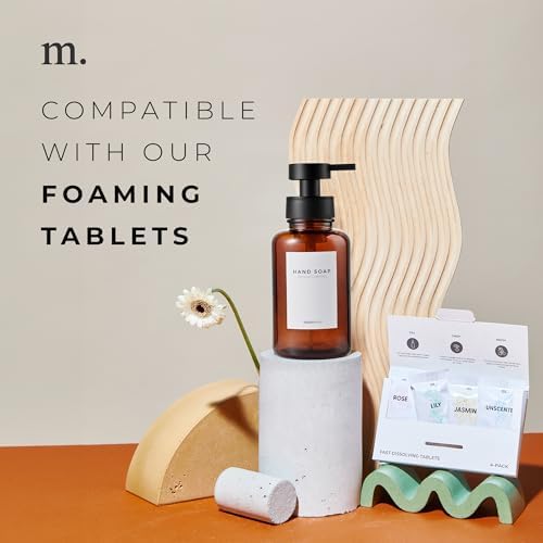 MaisoNovo Glass Foaming Hand Soap Dispenser | 14 Oz Amber, Set of 2