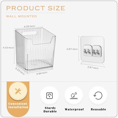 4 Pack Acrylic Wall Mount Organizer, Clear