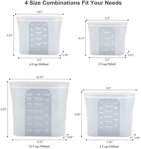 Bangp Premium Silicone Reusable Food Storage Bags,4 Pack