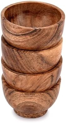 EDHAS Bowl Sets Acacia Round Bowl for Condiments, Dip Sauce, Nuts