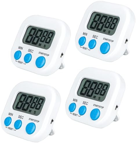 Pack of 4 Kitchen Timers with Big Digital Numbers