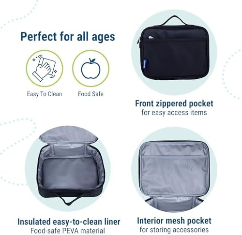 Wildkin Kids Insulated Lunch Box, Rip-Stop Black