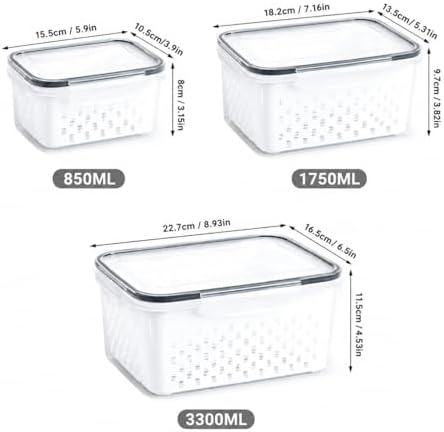 3-Pack Produce Keeper Containers with Strainers & Lids, Fruit and