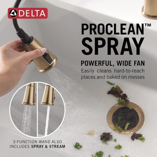 Delta Finnridge Brushed Gold Pull-Down Kitchen Faucet 19730LF-CZ