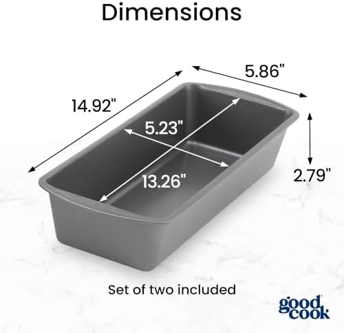 GoodCook Set of 2 Extra Large 13" x 5" Nonstick Steel Bread Loaf Pans