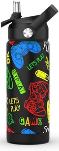 Boys Game Water Bottle for School,Kids 18 oz Insulated Stainless Steel