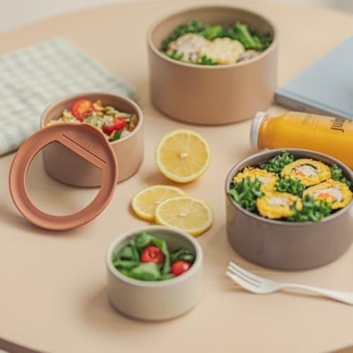 6 Set FIKA One Kitchen Ceramic Round Food Container Set with Glass