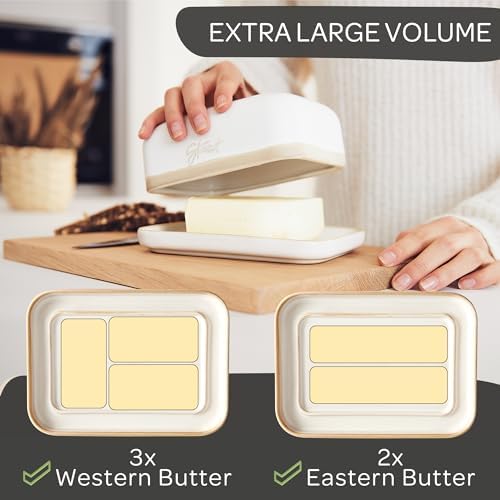 STEINZEIT Butter Dish with Lid (4.9 in x 6.9 in) - Ceramic Butter Dish