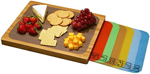 Seville Classics Bamboo Premium Wood Cutting Board Serving Tray w/ 7