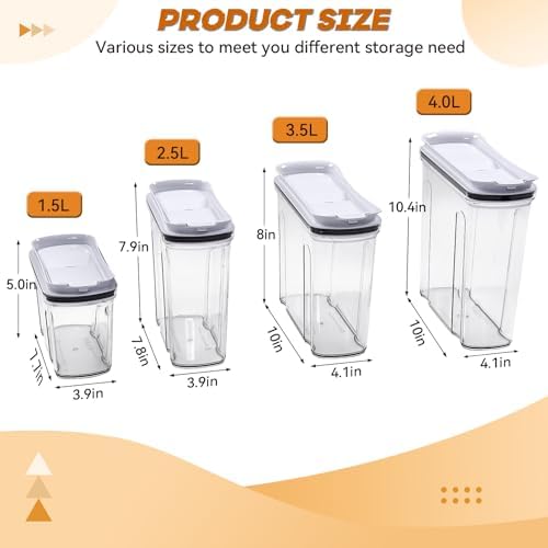 Cereal Storage Containers, 4L, 2PCS BPA-FREE