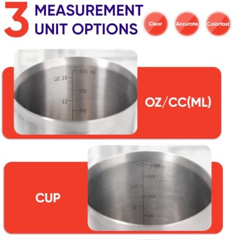 Newness 2 Cup Stainless Steel Measuring Cup, Metal Measure Cup, 16