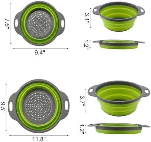 Collapsible Colander Set of 2, Space-Saving Round Silicone Kitchen