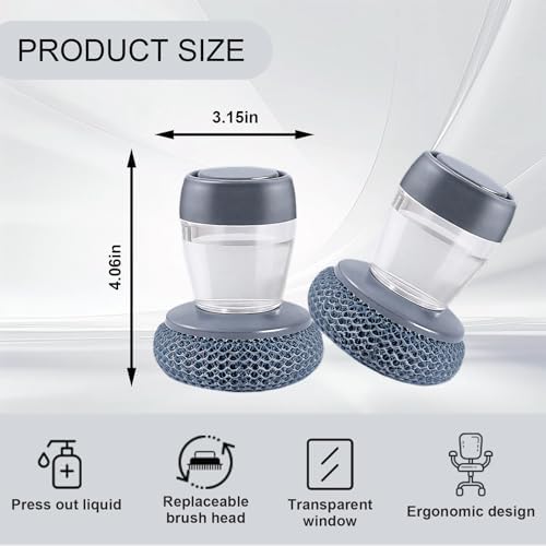 Dish Scrubber with Soap Dispenser, Steel Wool