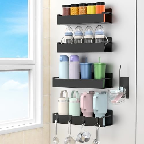 HuggieGems Magnetic Water Bottle Holder, Black 4-Pack