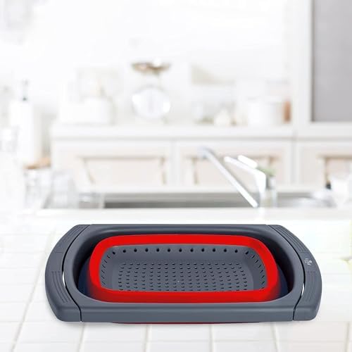 Collapsible Colander Strainer with Extendable Handles - Over the Sink
