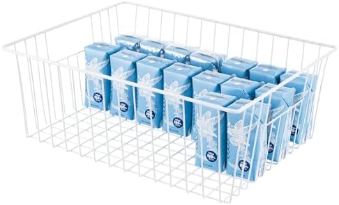 16" L x 12" W Wider Freezer Storage Organizer Baskets Container, Metal