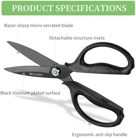 Kitchen Shears, 5CR15MOV Stainless Steel Sharp Kitchen Scissors