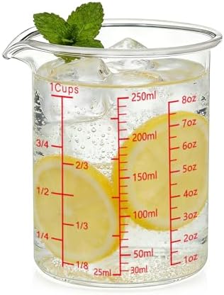 Glass Measuring Cup 1 Cup,8oz 250ml Borosilicate Liquid Measuring Cup