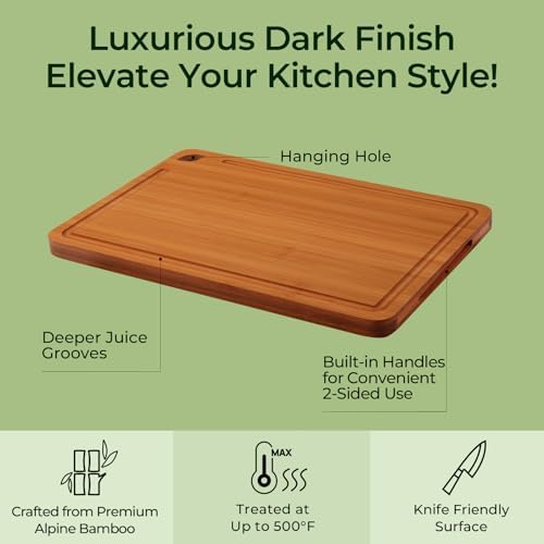 Keechee Wood Cutting Board 4-Pcs Carbonized Bamboo Set With Smooth