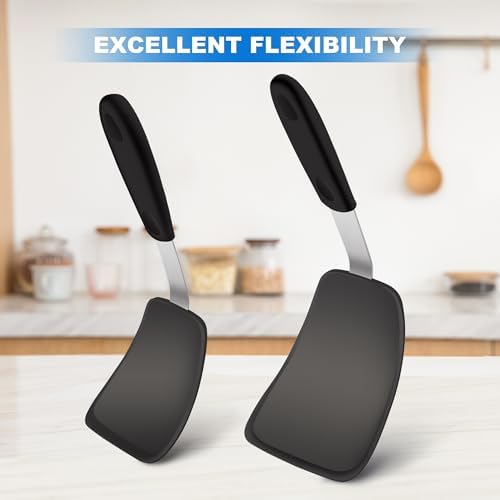 2 Pack Flexible Silicone Spatula Turner, Non Scratch Cookware Safe
