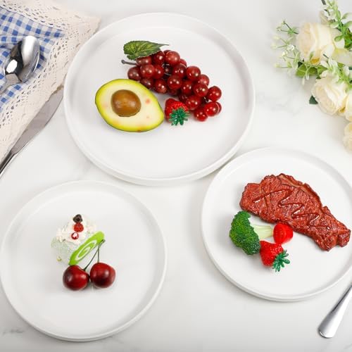 Set of 6 Porcelain Dinner Plates. 8 Inch, Round, White
