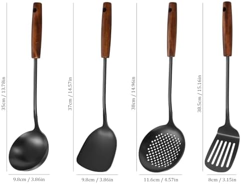 304 Stainless Steel Kitchen Utensils Set, 4 Pcs, Black