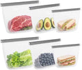 Silicone Reusable Food Storage Bags 6 Pack,Reusable Freezer Bags,Stand