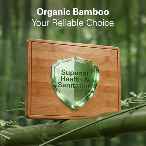 Zarler Bamboo Cutting Boards for Kitchen, 4 Piece Durable Wood Cutting