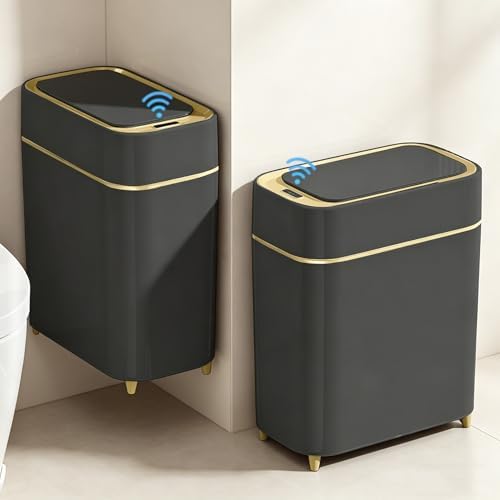 LALASTAR 2-Pack Bathroom Trash Can, 2.3 Gal, Black
