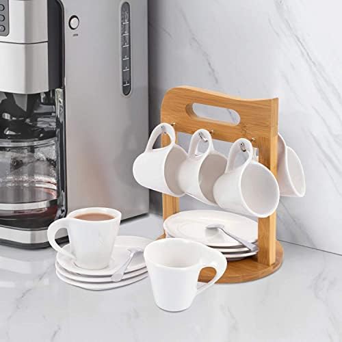 2.5oz Espresso Ceramic Cups Set of 6 with Saucers & Spoons