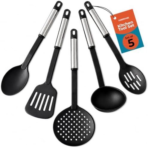 Farberware – Stainless Steel Kitchen Tool Set – Black, Set of 5