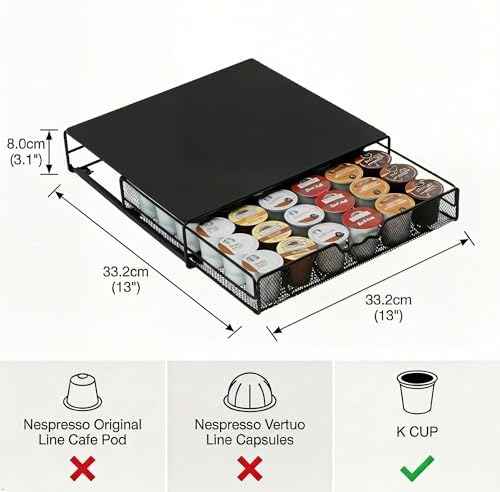 Deco Brothers K-Cup Holder Drawer for 36 Coffee Pods Storage, Black