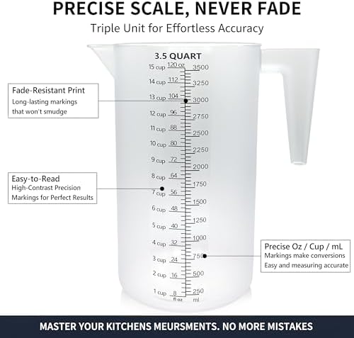 120oz Plastic Measuring Pitcher, 3500ml for Oil, Chemicals & More