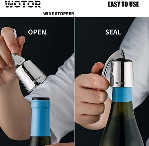 WOTOR Stainless Steel Wine Bottle Stoppers with Silicone, Silver
