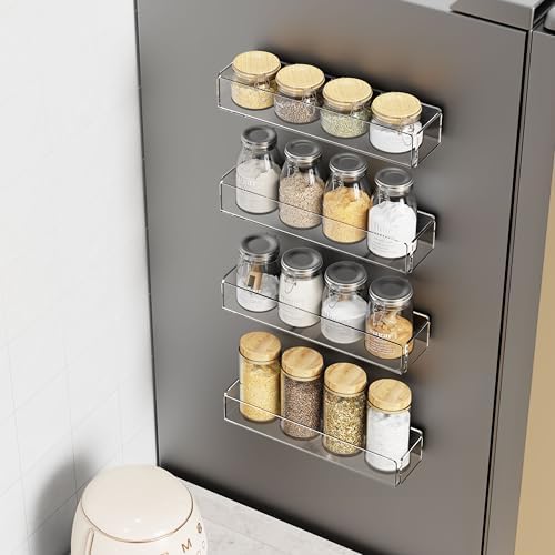 4 Pack Acrylic Magnetic Spice Racks, Clear