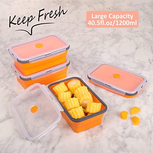 Collapsible Food Storage Containers with Lid & Air Vent, Bundle of